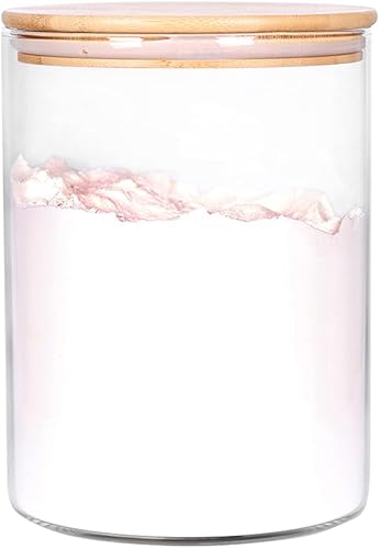 CZFWin Contenedor de harina de vidrio con tapa hermética de bambú tarro grande de vidrio con tapa de madera para almacenar harina azúcar galletas