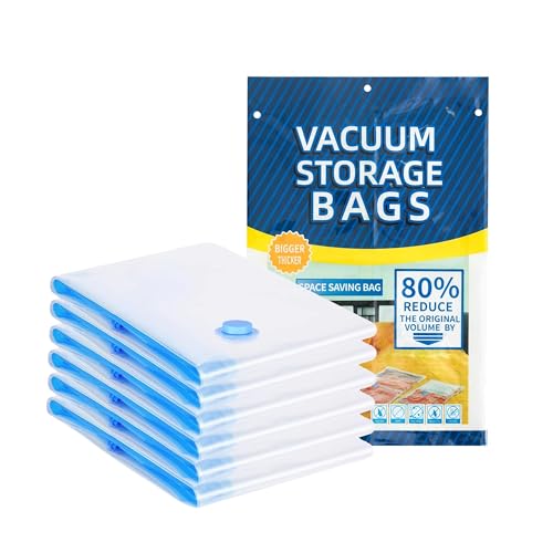 Deloitte 6 Pack Vacuum Bags 60 * 80cm No Pattern Compression Bags Special Moisture-proof Storage Bag for Clothes Quilts Down Jackets
