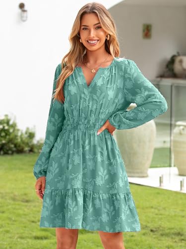 Image of BerryGo Womens Long Sleeve Mini Dress Casual A Line Flowy Loose Vacation Party Babydoll Fall Short Dresses with Pocket
