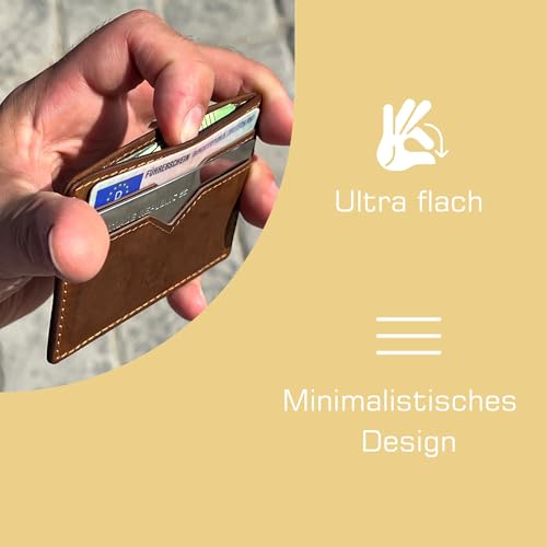 Kartenetui Leder Herren – besonders dünner Cardholder aus Echtleder, Slim Wallet in schwarz, Karten-Portmonnaie & Mini Portmonnaie, Kreditkartenetui (schwarz)