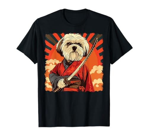 Lhasa Apso Dog Japanese Art Samurai Ukiyo-e Vintage T-Shirt