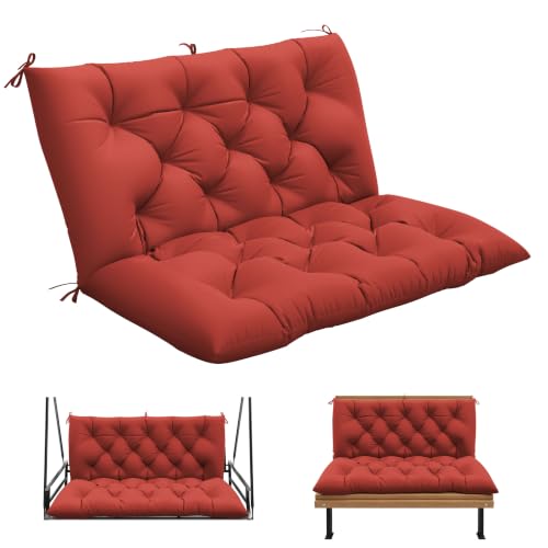 Porch Swing Cushion with Backrest, Waterproof, 40x40x5 in, Terra Red
