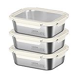 CECOMBINE 3Pack Stainless Steel Food Storage Containers With Lids, Airtight Metal Food Container, Stackable Meal Prep Containers, Leakproof Metal Lunch Box for Kitchen,Office,Bento,Snacks