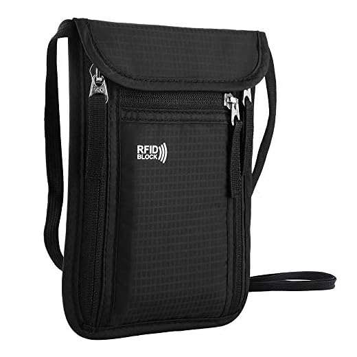 Travel Pouch Neck Wallet ,KEAFOLS Family Passport Holder Organizer Case with RFID Blocking,Security Zipper Concealed Organized Wallet to Keep Cash Documents Safe Travel in Peace