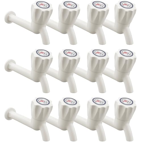 Image of Plastic Long Body Bib Cock Tap (Pack of 12) - Wall Mounted Water Tap for Bathroom, Kitchen & Utility Area | Leak-Proof, Rust-Free & Durable Long Body Faucet