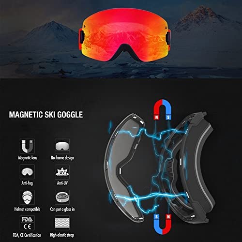 Lunettes De Ski TWO-X AIR – Rouge Miroir – UV400, Anti-vent – Avec 2 Verres – Neuves