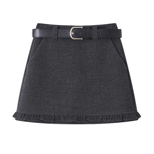 Women's Tweed Mini Skirt Fall Winter High Waist A-Line2