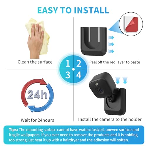 Image of Blink Mini 2K+ No Drill Wall Mount Bracket for Blink Mini 2K+ Indoor Camera,No Screw Adhesive Camera Mount for Indoor Outdoor Camera 3Pack (Camera Not Included) Black