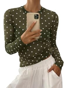 BTFBM Polka Dot Top Long Sleeve Shirts for Women