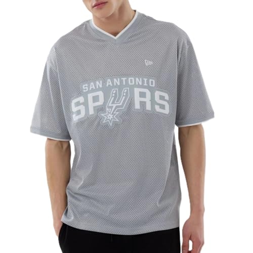 New Era - Camiseta de malla de San Antonio Spurs NBA, color gris, gris, M