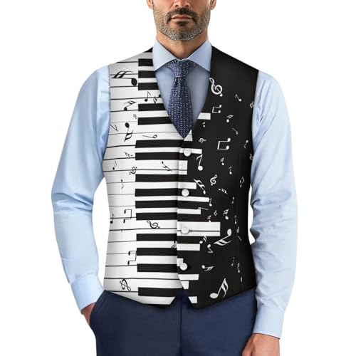 TOADDITDO Tropical Style Suit Vest for Men Formal Dress Tuxedo Vests Cozy Business Suit Vest Size S-4XL