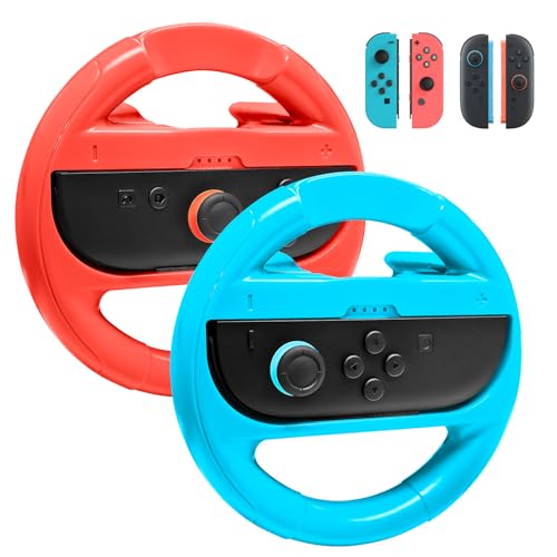 2er Pack Lenkräder für Nintendo Switch 2 Joy-Con Controller – Kompatibles Familien-Sport-Set mit ergonomischem Griff, portabler Multiplayer-Lenkrad für Mario Kart & Racing-Spiele