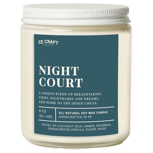 CE Craft Night Court Scented Candle - Library Book Gift for Her, Acotar, A Court of Thorns and Roses, Manly Book Location