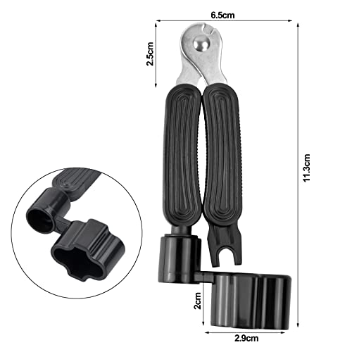 Vesaneae 3-in-1 Guitar String Winder and Cutter,Multifunctional Guitar Bridge Pin Puller,Black Guitar String Cutter - Image 2
