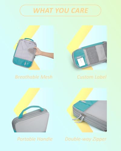 BAGSMART 2/4/6-Piece Compression Packing Cubes Set for Suitcases Backpack, Travel Organisers Bags for Luggage, Holiday Travel Essentials Accessories, Lake Blue - Image 6