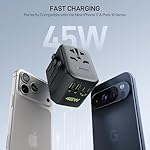 EPICKA Pulse 45W European Travel Plug Adapter, Universal Power Adapter with PD Fast Charging, 5-Port (1 AC/2 USB-A/2 USB-C) International Charger Adapter for Europe, Japan - Travel Essentials (Black) - Image 2