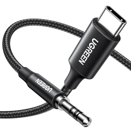 UGREEN Cable USB C a Jack 3.5 DAC Chip 1M Auxiliar Tipo para Coche Compatible con iPhone 17 Pro MAX Air iPad Galaxy S25 Ultra Pixel 9 XL (Negro)