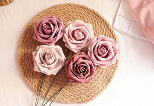 D-Seven Artificial Flowers Mauve Ombre Colors Fake Rose For Diy Wedding Bouquets Centerpieces Floral Arrangements Bridal Shower Baby Shower Party Home Decorations (Shades Of Mauve) #TOP1