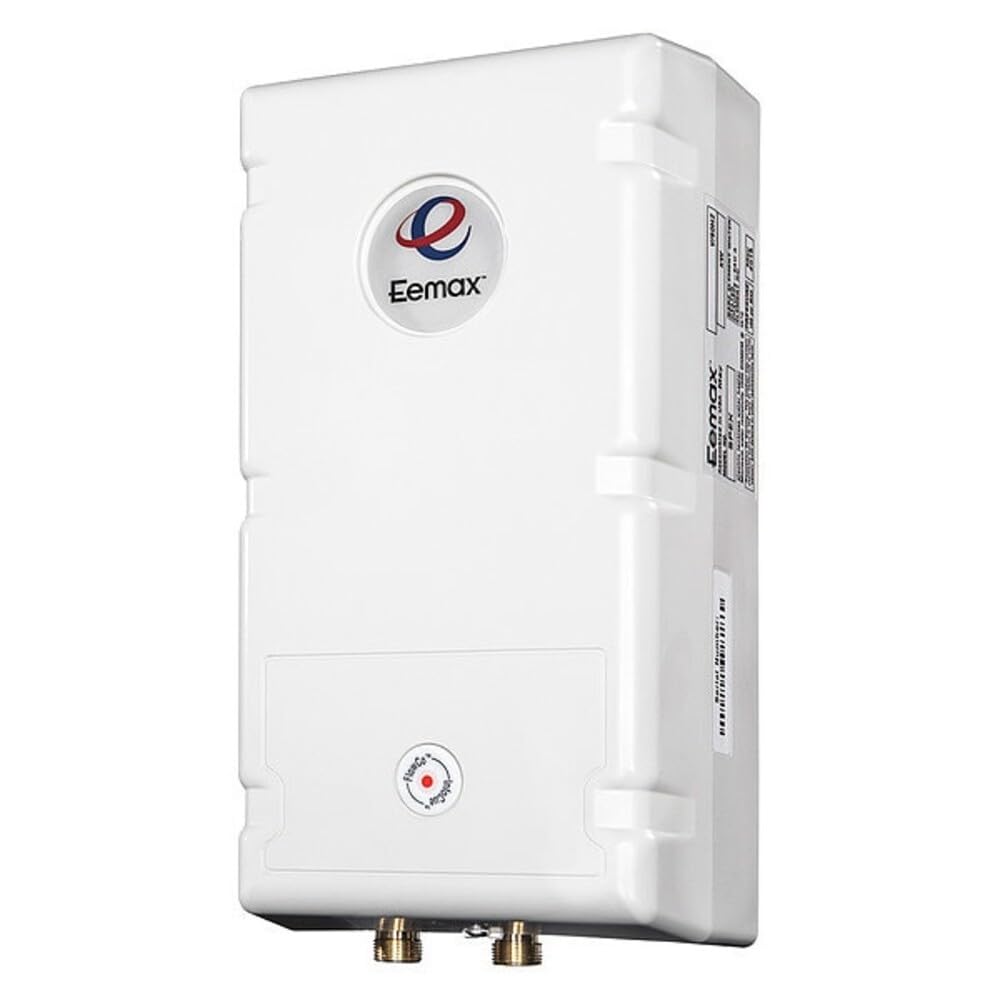 FlowCo 5.5 Kilowatt 240 Volt Electric Point of Use Water Heater by Eemax – 12"L x 5"W x 3"H, 5.5 gallons, Stainless Steel, White, Model SPEX55