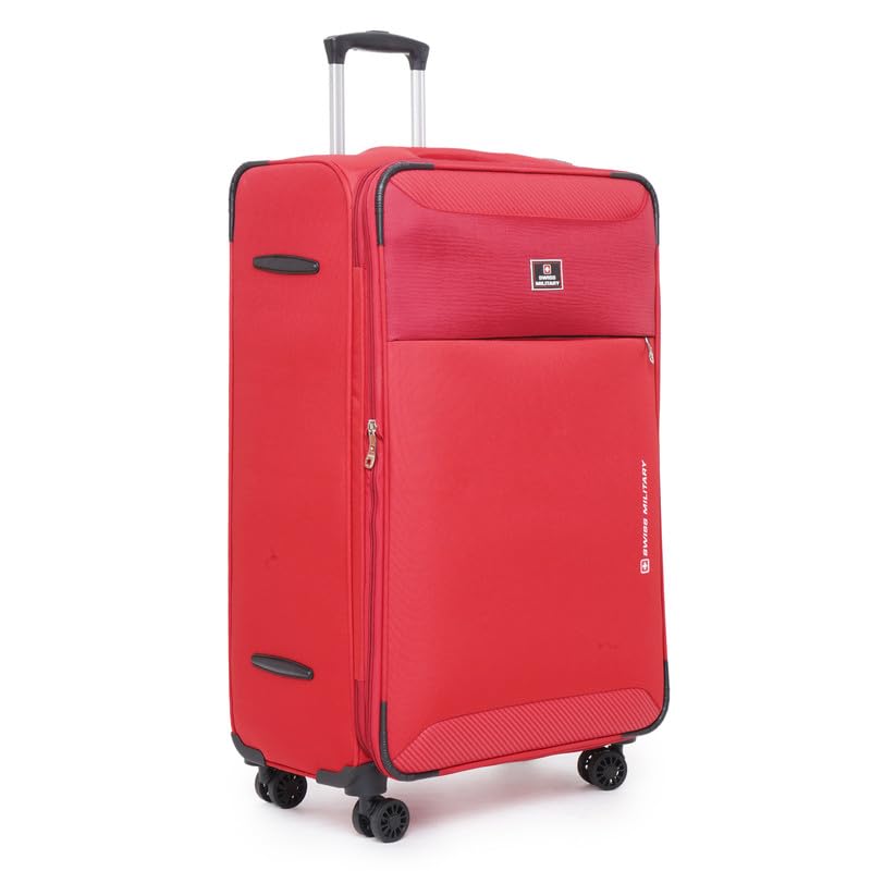 Polyester Platinum (Red) 8-Wheel 28-Inch Soft Sided Trolley Bag, Lightweight Cabin Luggage, Suitcase For Travel, Spinner Bag With 360° Wheeling System, Business Travel Bag, Large-image-29