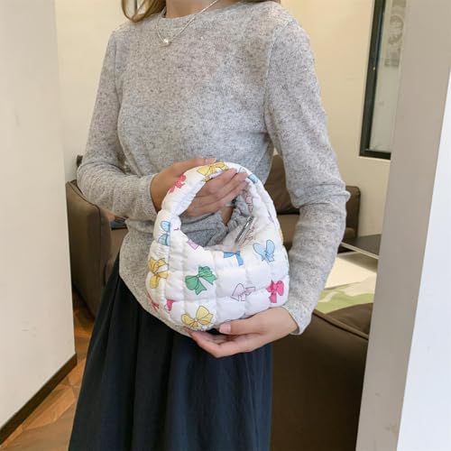 Image of Quilted MINI Handbag and Purses Women Puffer Nylon Hobo Cotton Padded Purse Work Travel Lightweight