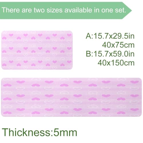 Alfombrillas de cocina lavables VAPOKF antideslizantes con diseño de corazones rosas 4