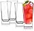 Highball Glasses [Set of 4] + 4 Stainless Steel Straws | Lead-Free Crystal Clear Glass | Elegant Drinking Cups for Water, Wine, Beer, Cocktails and Mixed Drinks | Round Top, Square Bottom