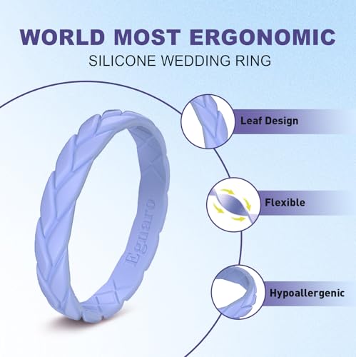 Egnaro Women's Silicone Statement Rings, 3.5mm Thin Leaf Braided Design by Egnaro - Used condition - Image 2