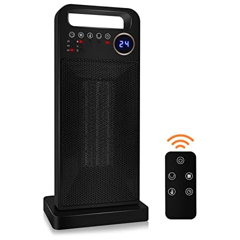 Heater 2000W. Dericam Electric Heater for Home. PTC Ceramic Space Heater with Thermostat, Overheating & Tip-Over Protection,12H Timer,LED Display and Remote Control,3-Mode 3-Speed Cover