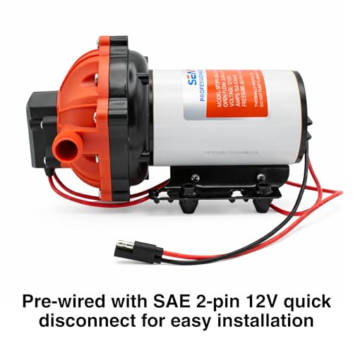 Image of SEAFLO 55 Series 12V RV Water Pump 5.5 GPM 60 PSI Diaphragm Pump Heavy Duty Pressure Switch Built In Bypass Self Priming Quiet High Flow RV Marine Off Grid Freshwater System 4-Year Warranty