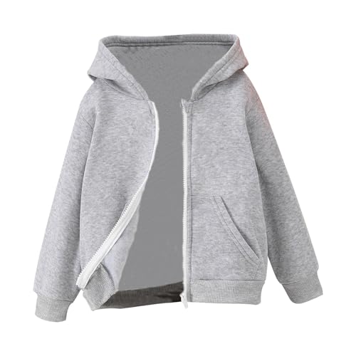 Kids Unisex Zip Up Hooded Sweatshirt Boys Girls Solid Classic Soft Hoodies Lightweight Outwear Jacket with Pockets
