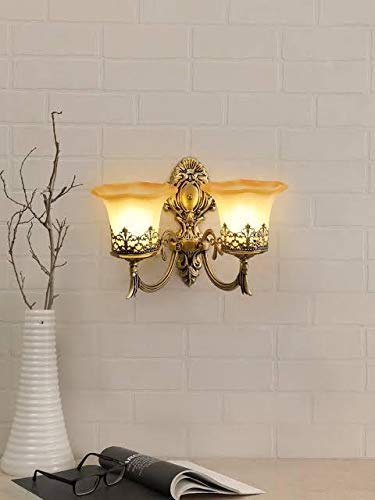 Image of GreyWings Antique Bronze Double Wall Light for Home Decorative Metal & Glass 2 Light Wall Sconce (7632) (Bulb not Included) Pack of 1
