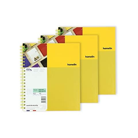 Hamelin 1 Subject 8.5x11 Graph Ruled Spiral Bound Notebook SUNSHINE Yellow 3-PACK Cover