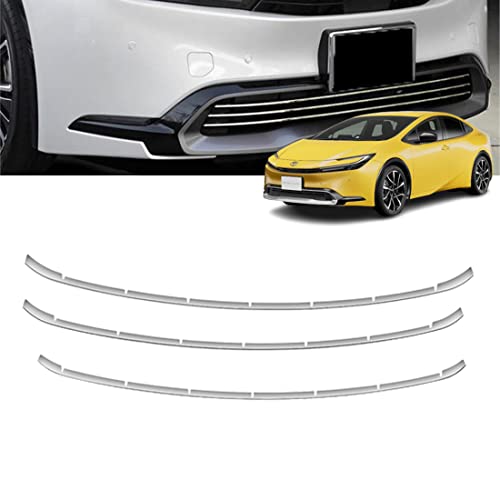 適用于新型 プリウス60系 パーツ フロントグリル ガーニッシュ ロアグリルガーニッシュ グリルガーニッシュ 下部 3PCS グリルトリム フロント ロアグリルガーニッシュ鏡面 ステンレス アクセサリー 車種専用 カスタム 外装 パーツ