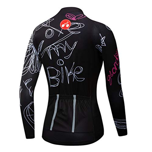 image for PSPORT Womens Cycling Jersey Long Sleeve Bicycle Tops MTB Bike Shirt M