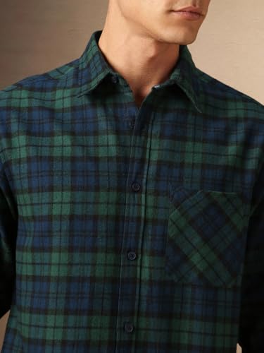 Image of Dennis Lingo Men Flannel Check 100% Cotton Relaxed Fit Full Sleeves Shirts