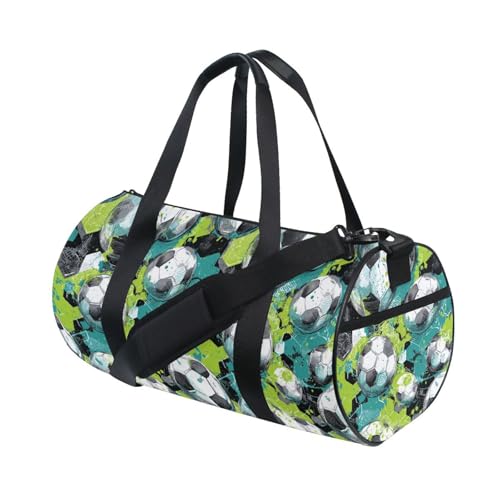 Football Sports Duffel Bag Full Print Durable Barrel Gym Bag with Large Capacity, Adjustable Strap and Side Zippered Pocket for Fitness Sports Training and Travel3