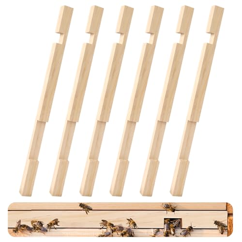 DECYOOL Beehive Entrance Reducer 6 Pack Wooden Hive Entrance Reducer 10 Frame Beehive Supplies with 2 Size Openings Control Warm and Ventilated Keep Out Honey Robbers for Beekeeping Supplies