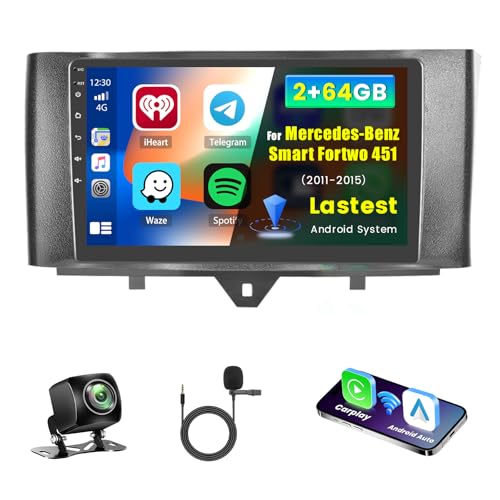 2+64G Android UI Principale blu Autoradio: UI principale blu appositamente progettata, senso più fresco e tecnologico. 9 pollici per la radio stereo touch per mercedes benz smart fortwo con risoluzione dello schermo 1024 x 600, supporto riproduzione video 1080P. Touch screen in vetro temperato HD a specchio, facile da usare. Il dispositivo offre effetti sonori EQ regolabili, come pop, rock e jazz, per un'esperienza d'ascolto ancora più intensa