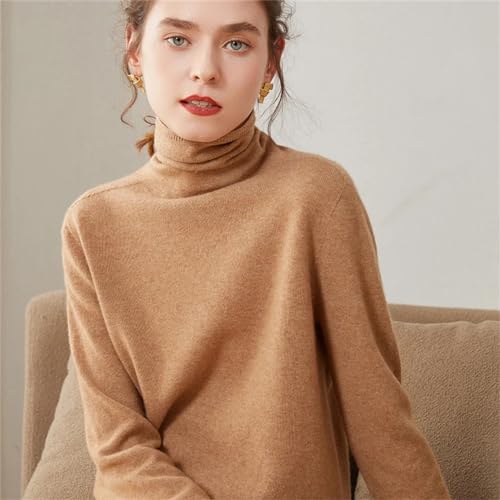 Wvapzxx Women Winter 100% Pure Cashmere Sweaters Turtleneck Knit Pullovers Solid Color Basic Jumper4