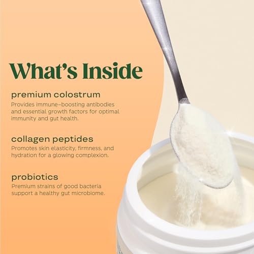 Image of Bloom Nutrition Bovine Colostrum Powder with Vitamin B-12 for Gut Health, Immune Support, Hair Growth & Beauty Supplement | Orange Cream, 25 Servings
