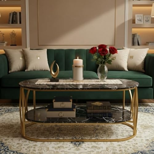 Image of Coffee Table Centre Table (C-BLK-Gold)