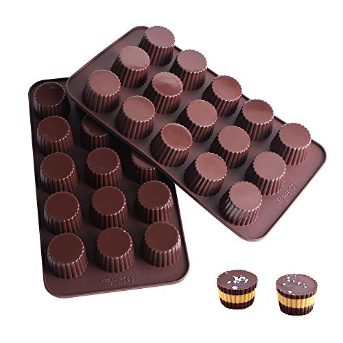 Webake Chocolate Candy Molds Silicone Baking Mold for Snack Size Peanut Butter Cup