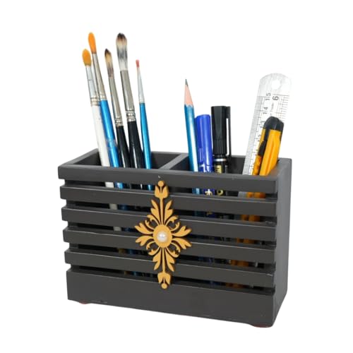 Image of Decorative Embossed Design Pencil and Pen Stand | Desk Organizer for Stationery Storage | Suitable for Office Desk, Study Table, Home and Workspace Use (Design 16)