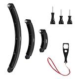 HSU 3 in 1 Curved Extension Arm Kit, Extension Pivot Arm Adjustable Monopod Bracket for GoPro Hero 13/12/11/10/9/8/7/6/5 Black, Session 5/4, DJI Osmo Action and More