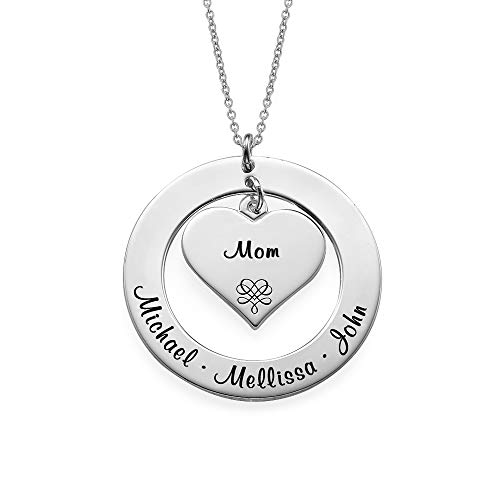 MYKA-Personalized-Grandma-Mom-Engraved-Heart-Shaped-Necklace-for-Woman-Her-Custom-Inscribed-Disc-Pendant-with-Names-Dainty-Gift-Jewelry-Nameplate-For-Mothers-Day-Christmas-Xmas-Summer-Birthday-925-Ste