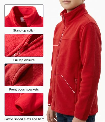 Image of Spring&Gege Youth Solid Full-Zip Polar Fleece Jacket for Children