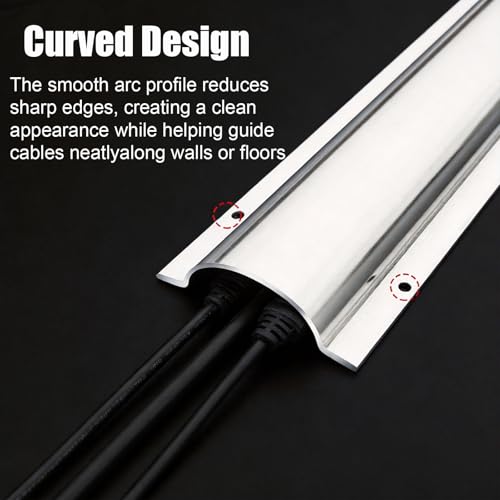 Cubierta para cables de acero inoxidable, canaleta para cables exterior con tornillos para techo/esquina/espacio de trabajo/oficina, instalación perforada (ancho 4.5 pulgadas, largo 39.4 pulgadas) miniatura 5