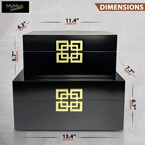 Mymod Essentials Wood Storage Boxes. Elegant Refined Decorative Small Storage Boxes. Modern Decorative Boxes In Glossy Finish. Set Of 2 Hinged Wood Box To Store Photos, Remotes, Jewelries, Accessories, Keepsakes. #TOP1