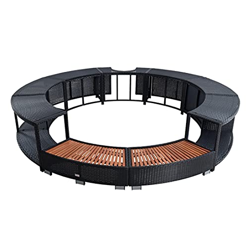 ESTEXO Poolumrandung Poolverkleidung Whirlpool Umrandung Polyrattan Verkleidung Einfassung Rund 200 cm (Schwarz) – Bild 5